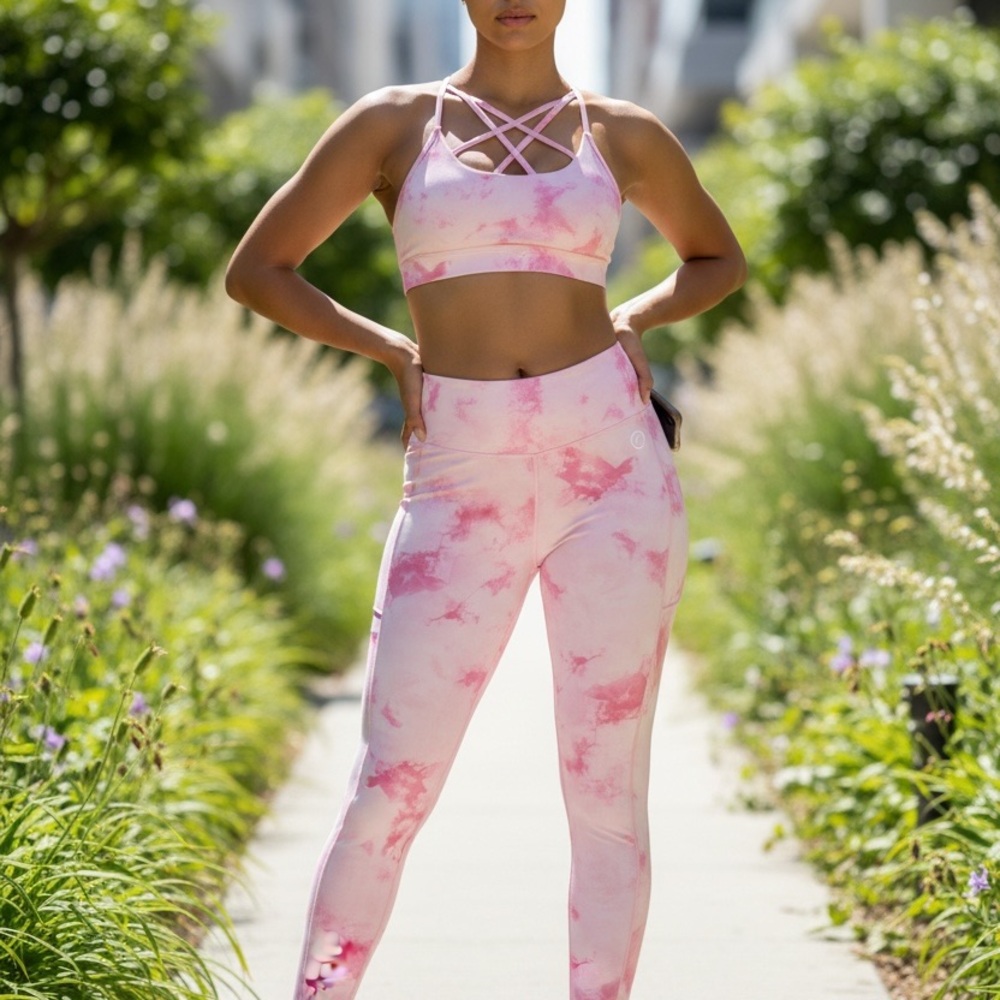 Women's Pink Tie-Dye Activewear Set
